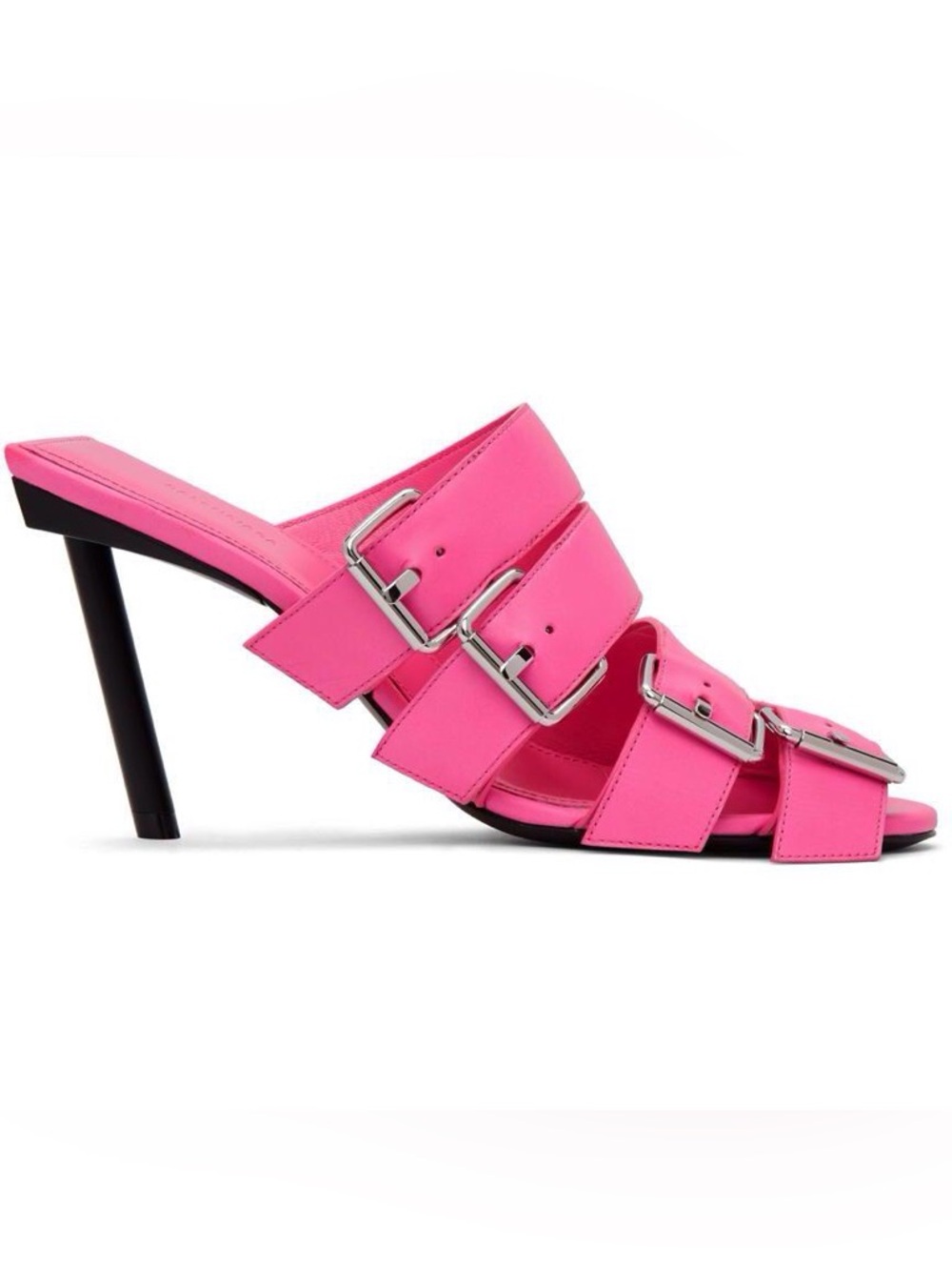 Balenciaga Hot Pink 38.5 Triple-Buckle Slide Heel Mule